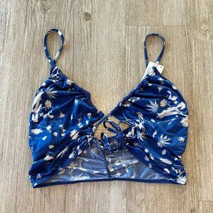 Womens NWT Urban Outfitters Out From Under Blue Criss Cross Cropped Top - L